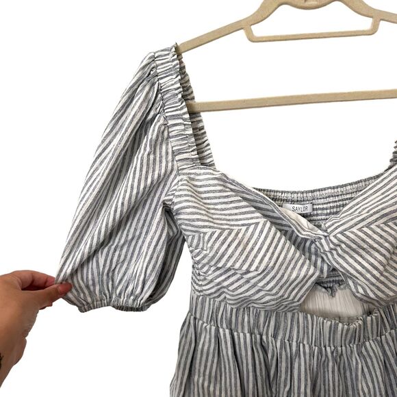 SAYLOR Striped‎ Babydoll Mini Dress Cutout NWT Sz Small - Picture 3 of 3